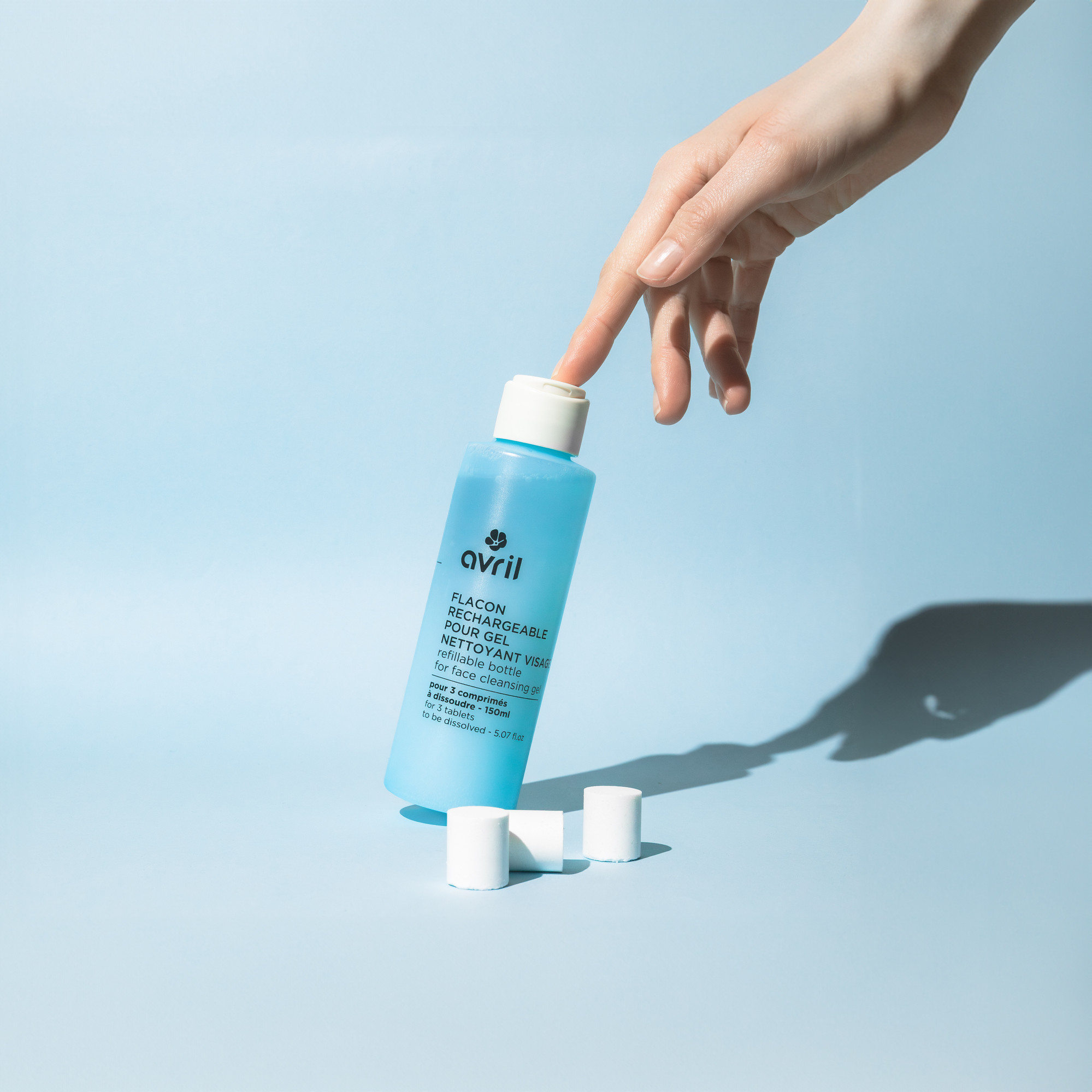 Flacon rechargeable pour gel nettoyant visage