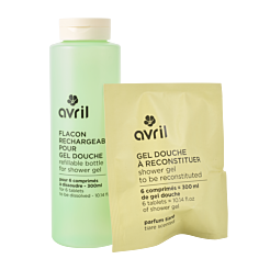 Kit gel douche Tiaré en pastilles + flacon