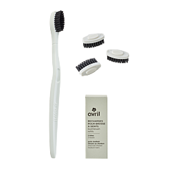 Kit manche vert + 3 têtes de brosse à dents - Poils medium