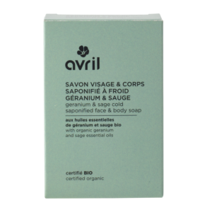 Savon &agrave; froid visage & corps G&eacute;ranium & sauge