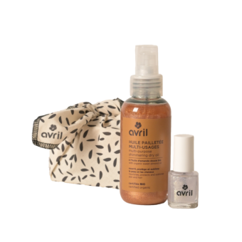 Dúo de maquillaje y tratamiento con purpurina
