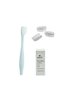 Children's kit with blue handle + 3 toothbrush heads - Extra soft bristles