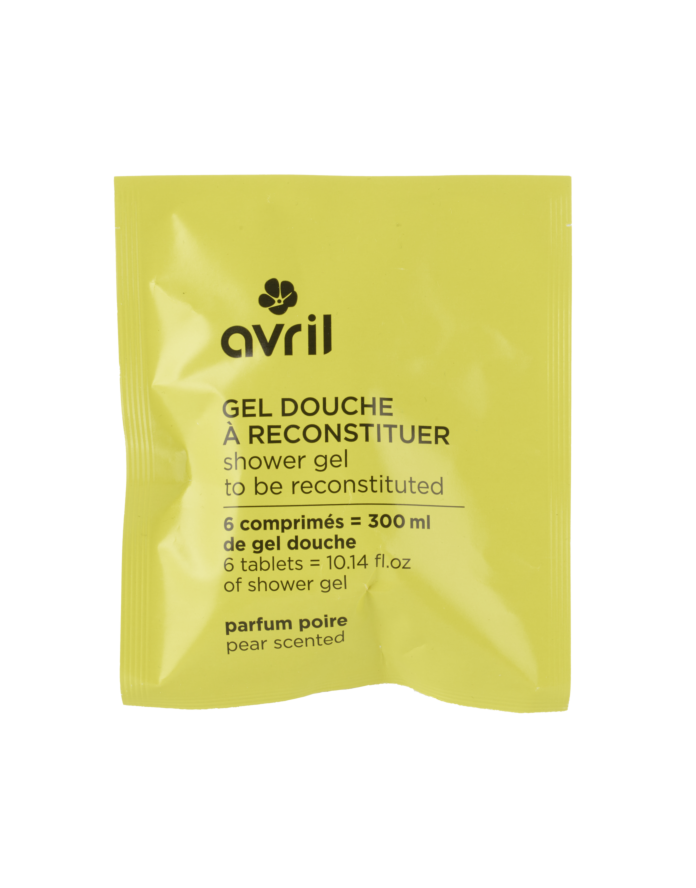 Pear-scented reconstitutable shower gel