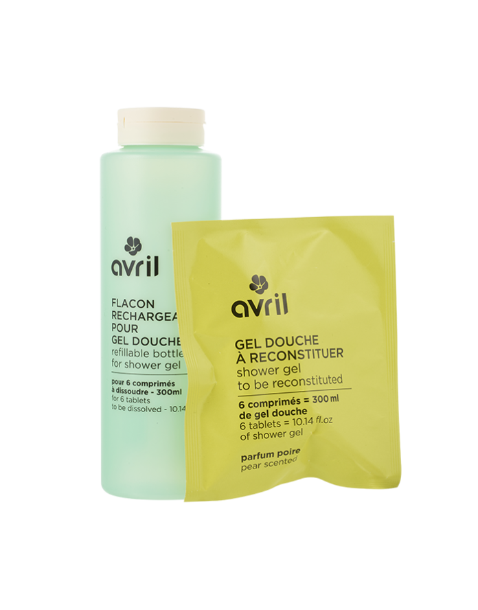 Kit gel douche Poire en pastilles + flacon